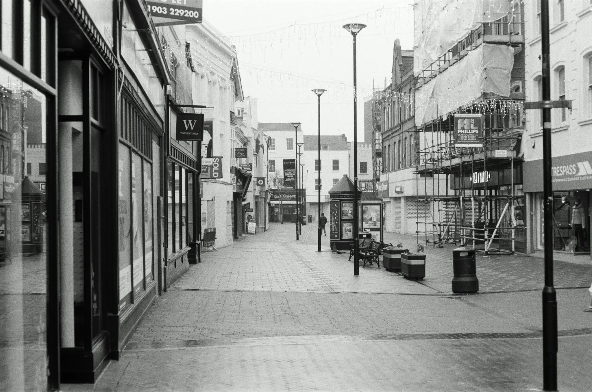 Black-and-white photograph from Worthing, Christmas 2023